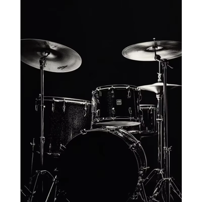 Plakat instrumenty muzyczne czarno-biały Jasnozielony