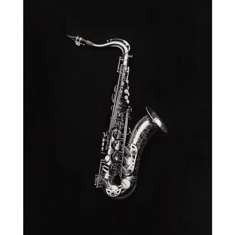 Plakat instrumenty muzyczne czarno-biały Niebieski