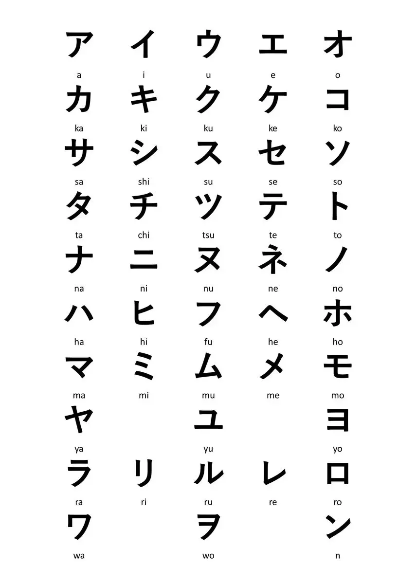 Plakat japońska hiragana - tablica nauki Jasnoszary