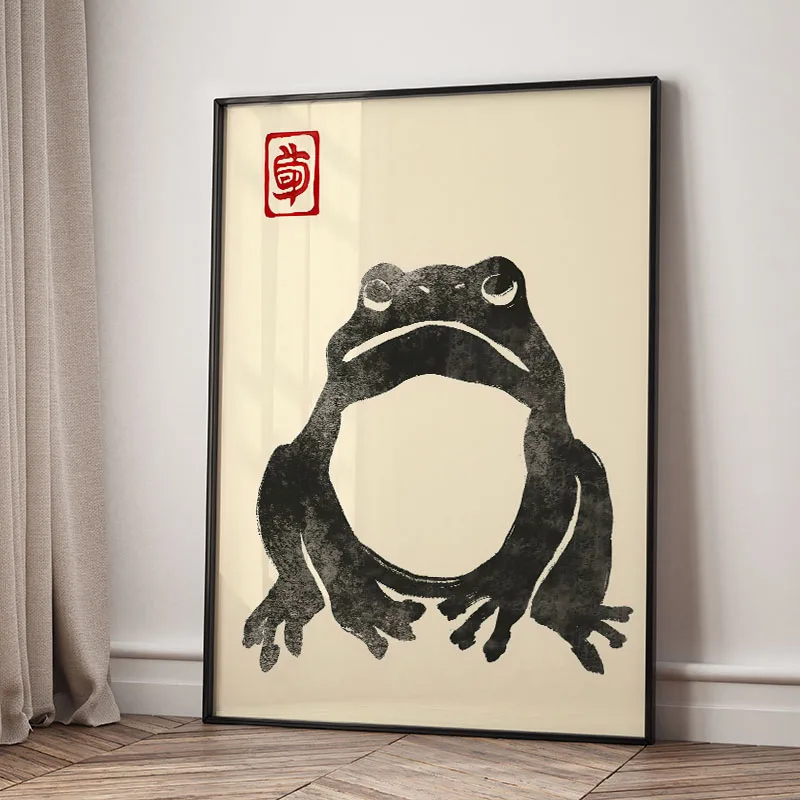 Plakat Japońska Żaba Ukiyo-e Vintage Niebieski