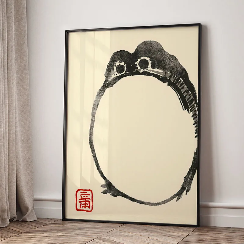 Plakat Japońska Żaba Ukiyo-e Vintage Szary
