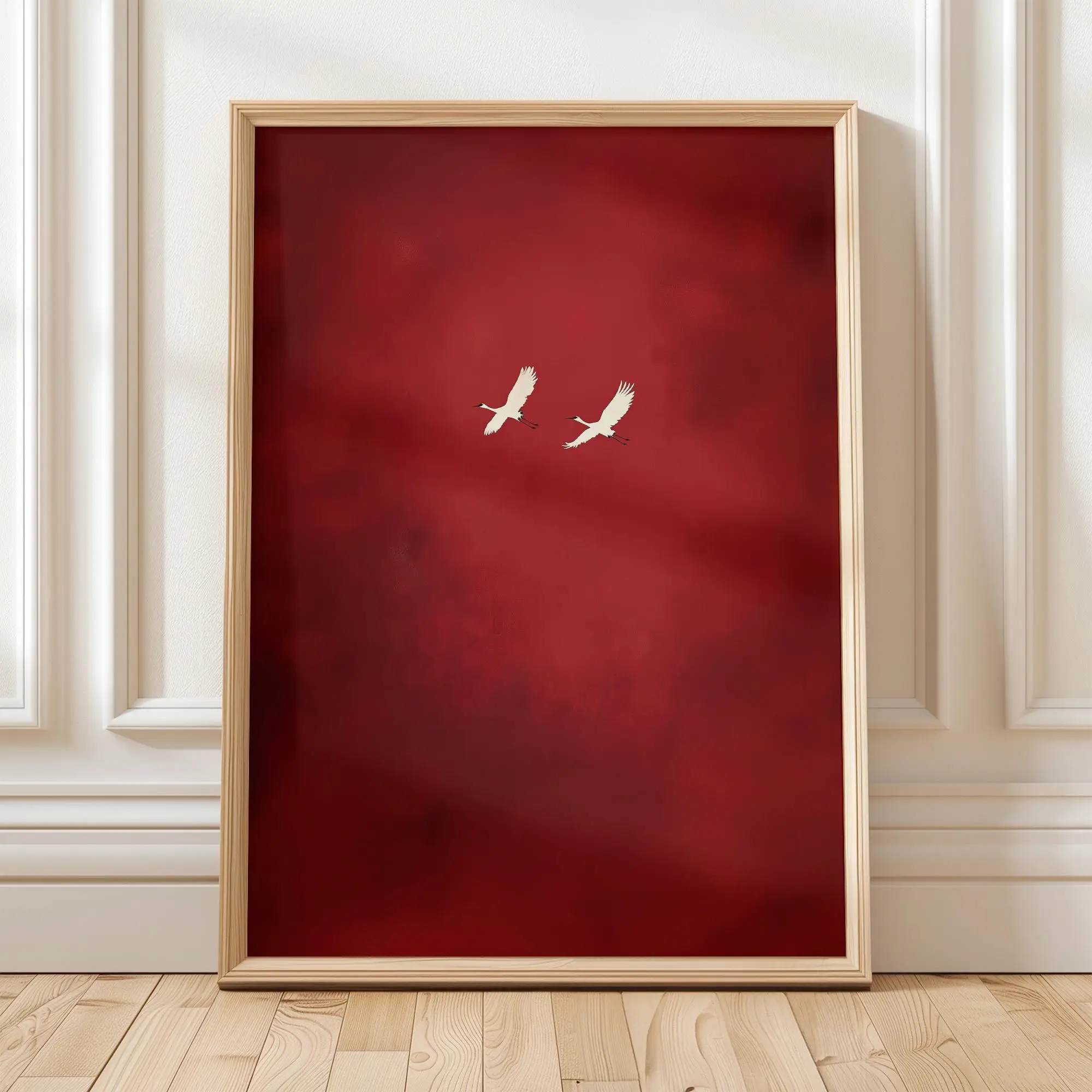 Plakat japoński żuraw zen orientalny Zielony