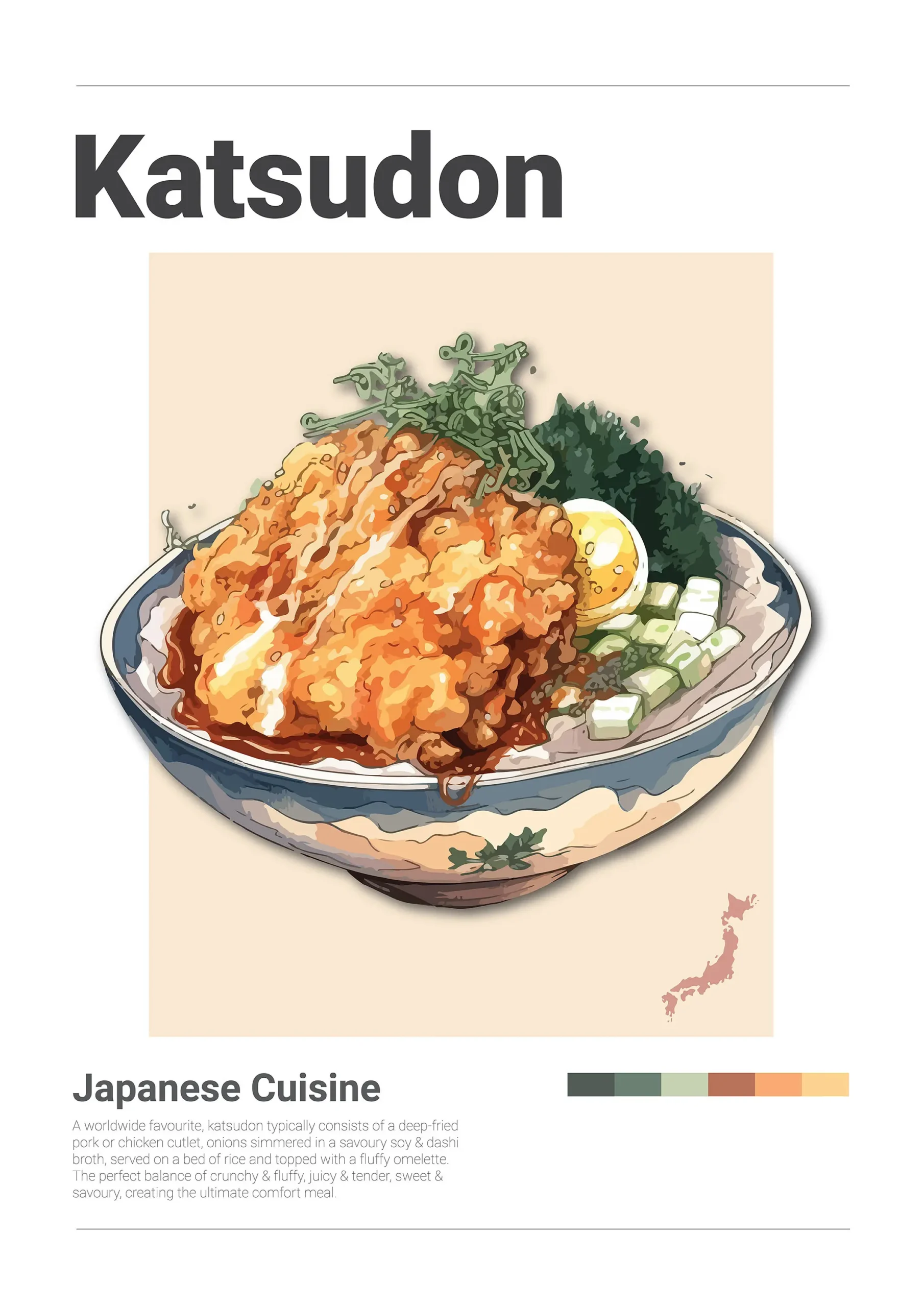 Plakat japońskie jedzenie - ramen, sushi i yakitori Czarny