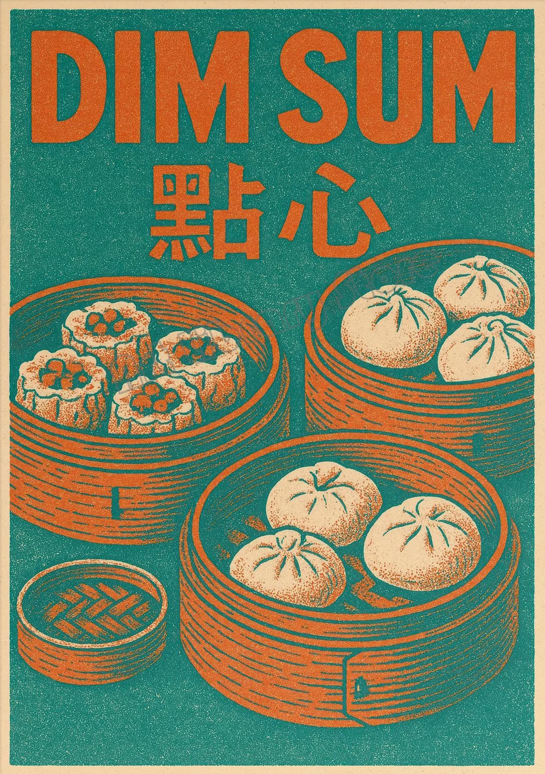 Plakat japońskie jedzenie ramen i sushi Czerwony