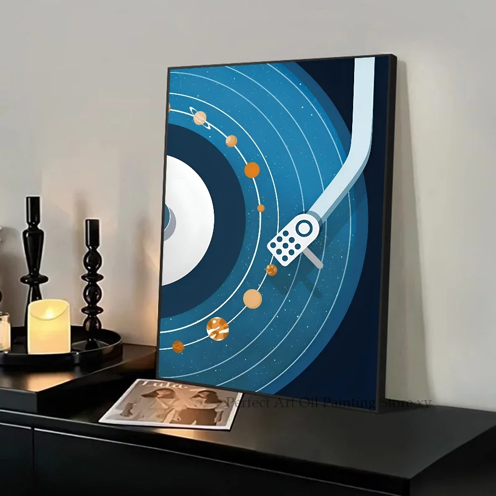 Plakat jazz i gramofon do salonu Biały