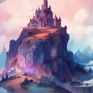 Jednorożec i zamek - bajkowy plakat fantasy Jasnozielony
