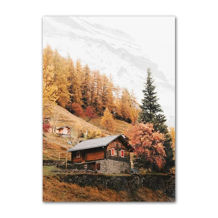 Plakat jesienny z liśćmi klonu i retro autem Czerwony