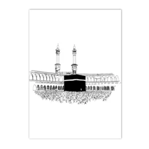 Kaaba i Al-Aksa z kaligrafią islamską Biały