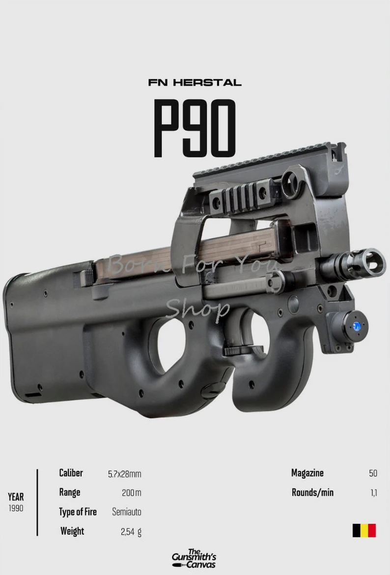 Plakat karabin militarny do pokoju Jasnożółty