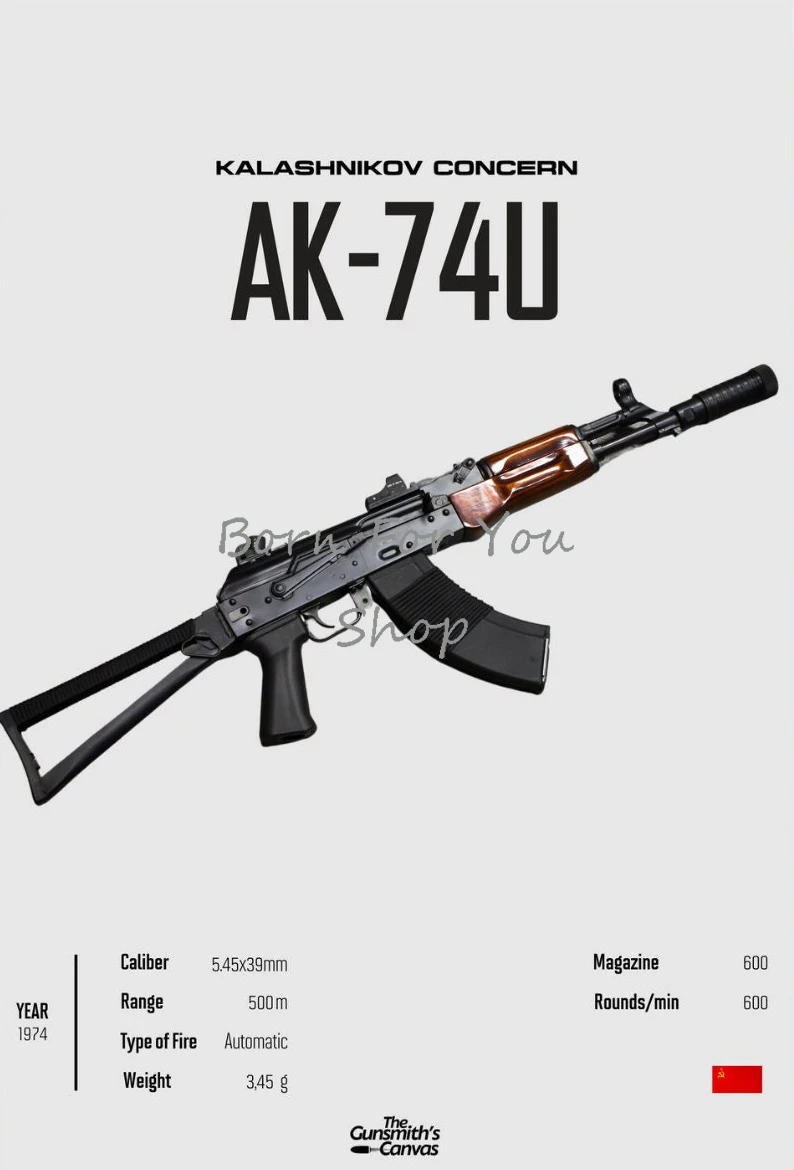Plakat karabin militarny do pokoju żółty