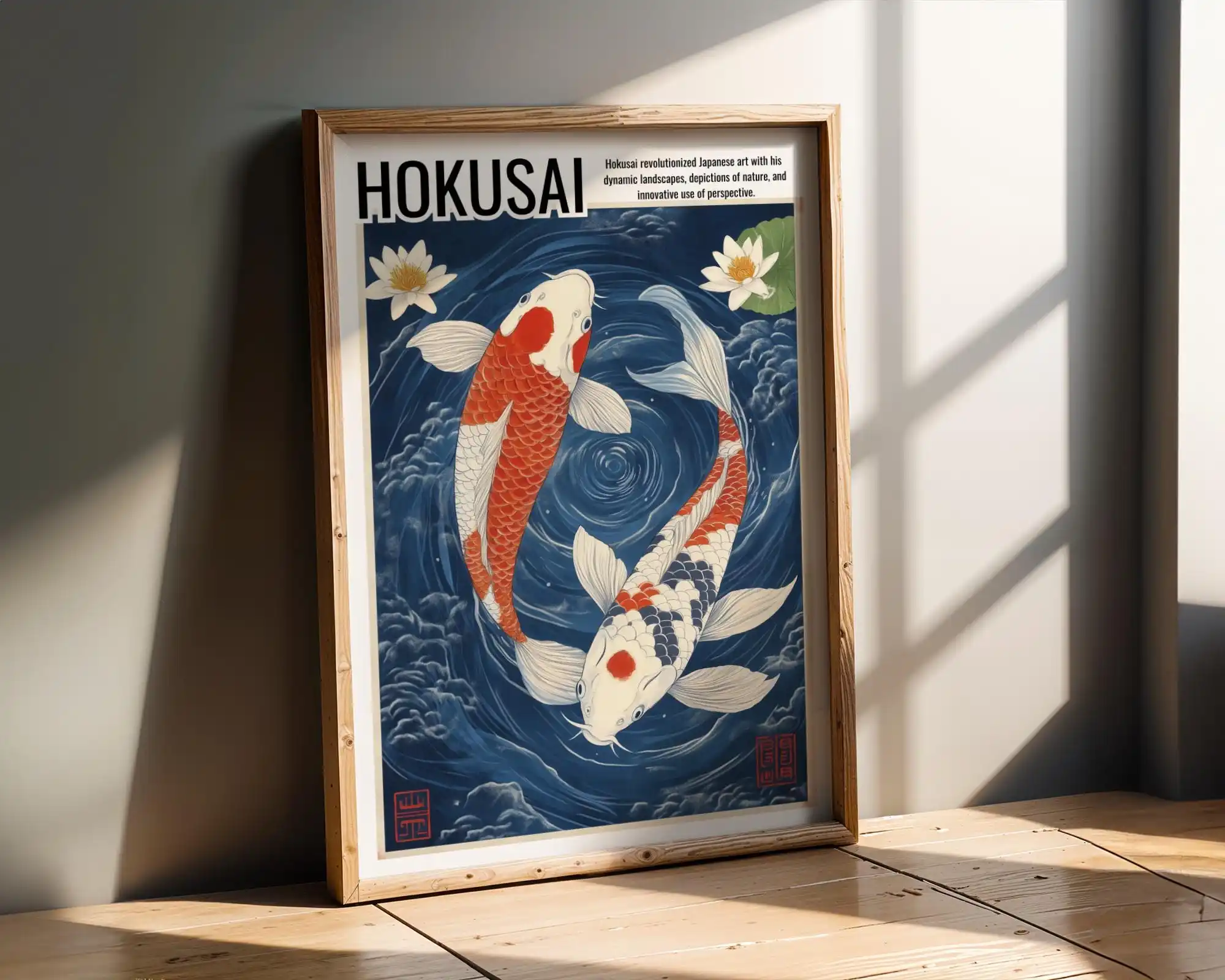 Plakat karpie koi - japońska grafika minimalistyczna Fioletowy