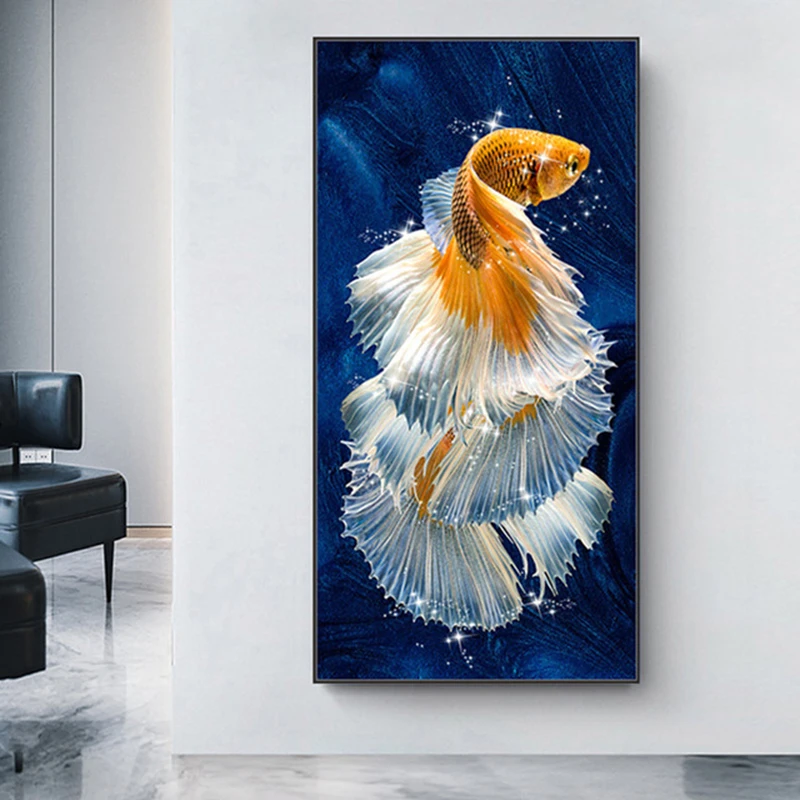 Karpie koi i lotos - plakat feng shui Biały