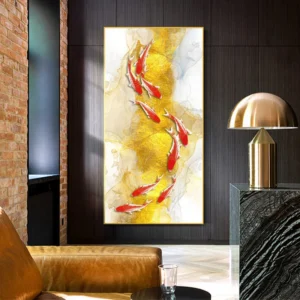 Karpie koi i lotos - plakat feng shui Burgundia