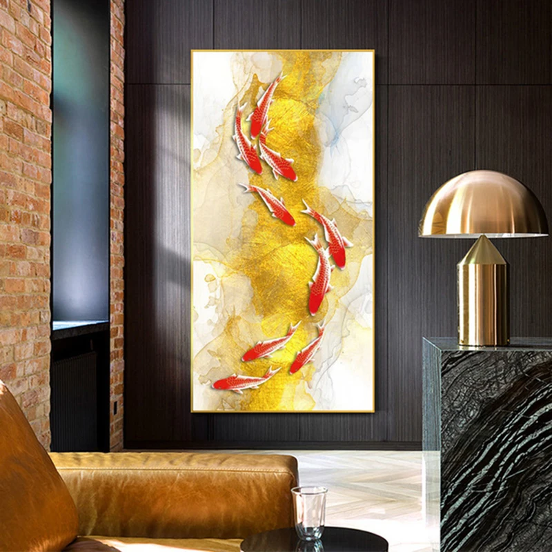 Karpie koi i lotos - plakat feng shui Burgundia