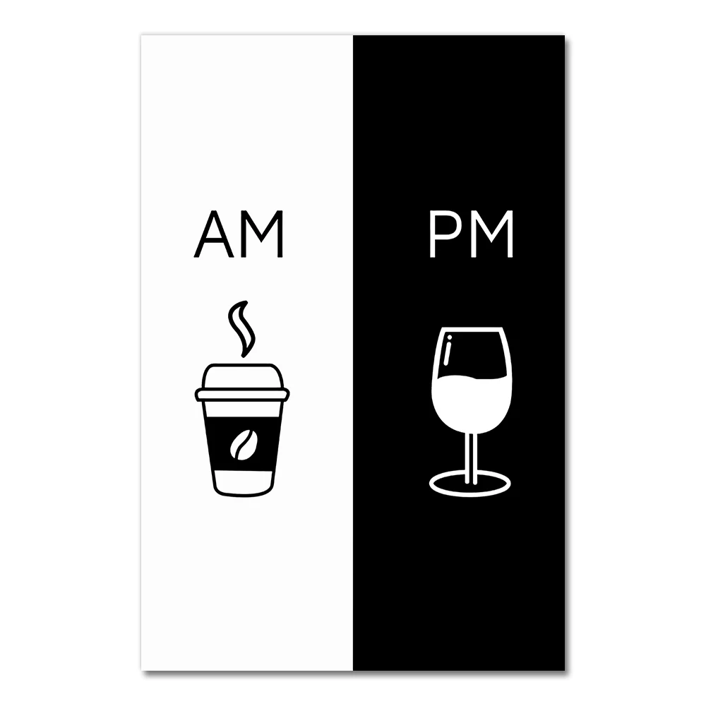 Kawa i wino - minimalistyczny plakat do jadalni żółty