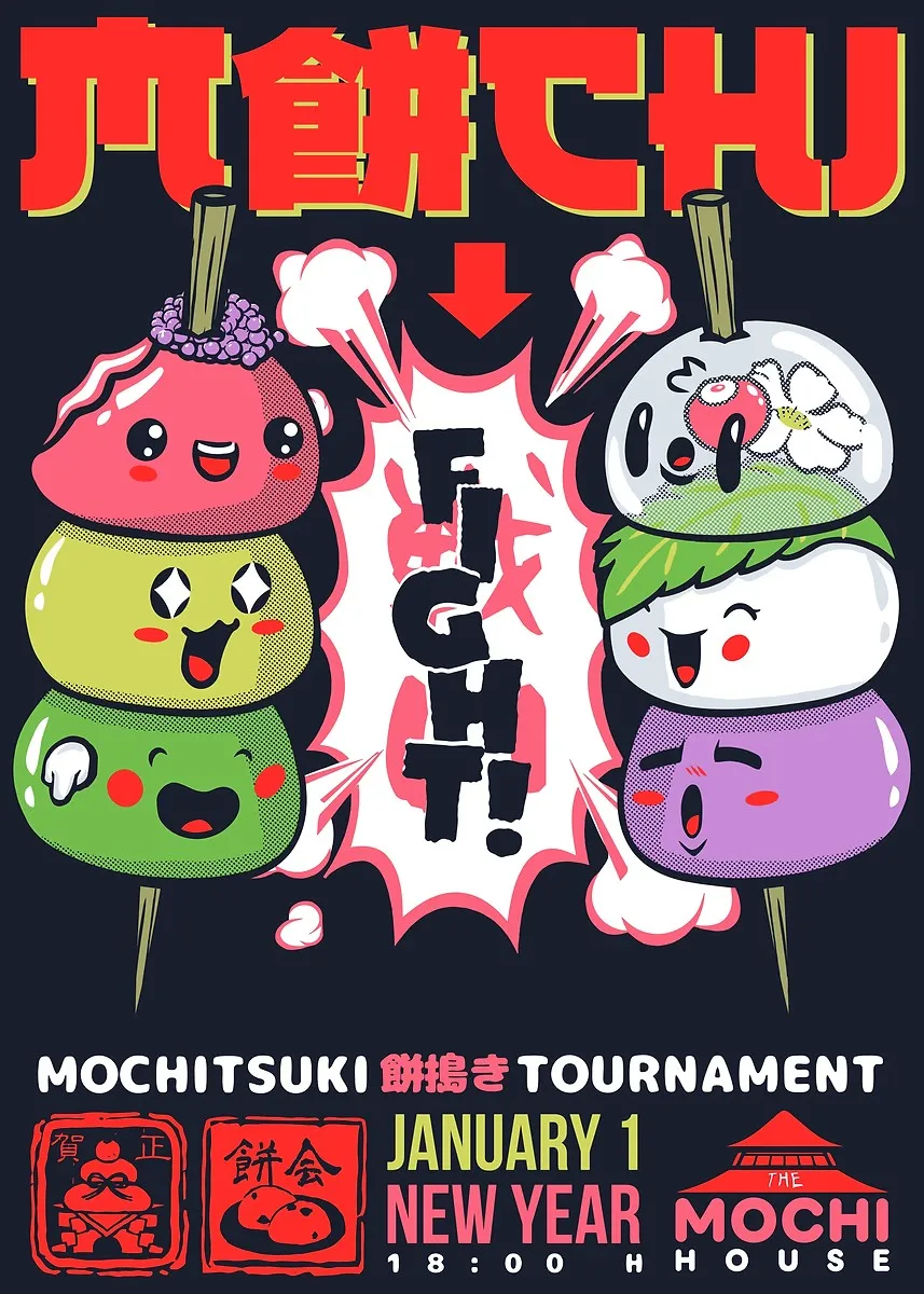 Plakat kawaii z ramenem i robotem Jasnozielony
