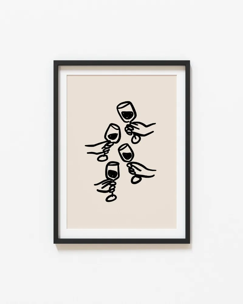 Kieliszek wina - abstrakcyjny plakat art deco Jasnoszary