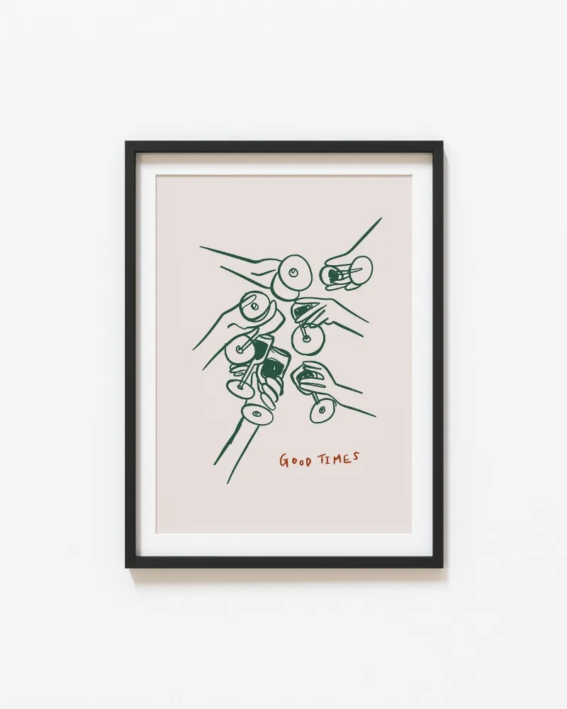 Kieliszek wina - abstrakcyjny plakat art deco Jasnozielony