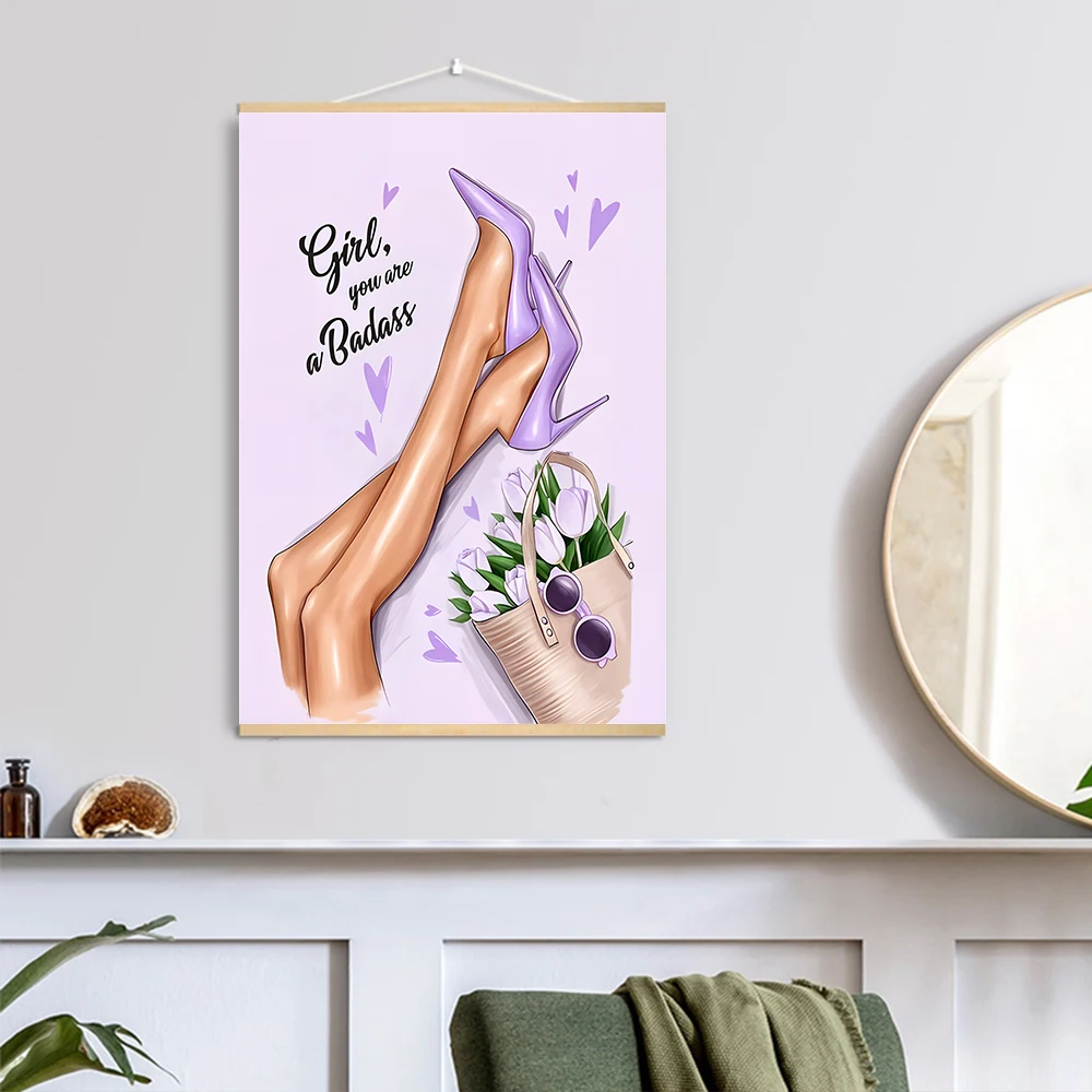 Plakat kobieta z kwiatem i szminką Czarny