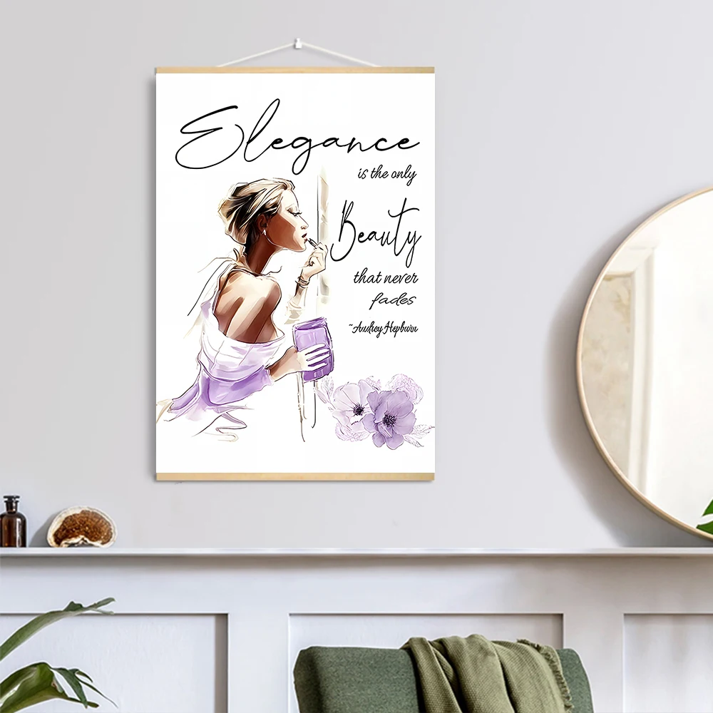 Plakat kobieta z kwiatem i szminką Zielony