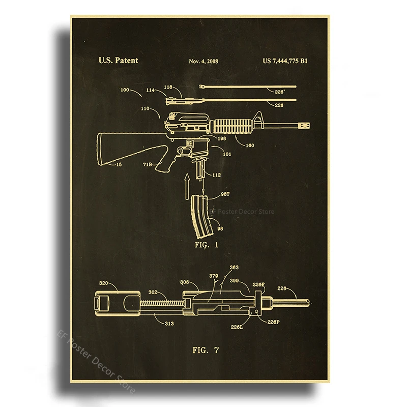 Vintage kolekcja broni - plakat industrialny Niebieski