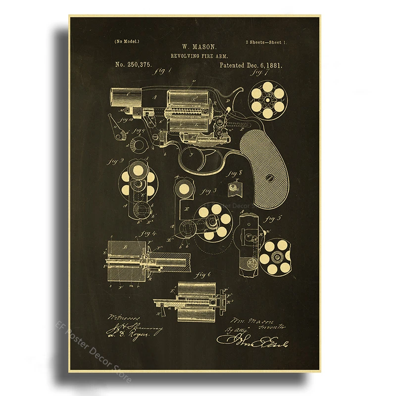 Vintage kolekcja broni - plakat industrialny Zielony
