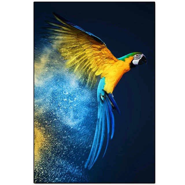 Plakat kolorowa papuga abstrakcyjna Zielony