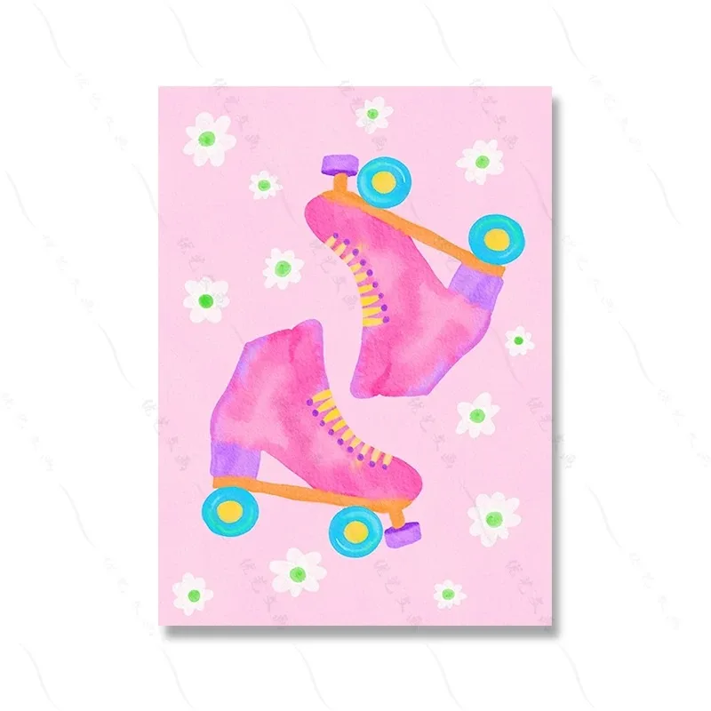 Plakat kolorowe koty na rolkach Jasnoszary