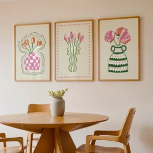 Kolorowe wazony - zestaw 3 plakatów w stylu boho Biały