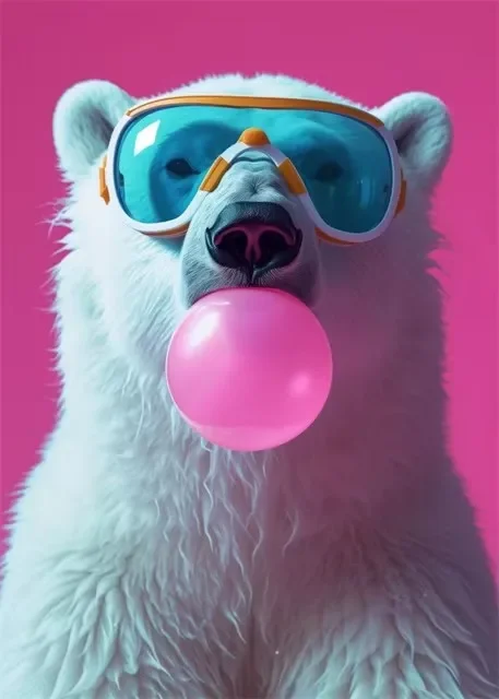 Plakat kolorowe zwierzęta w stylu bubblegum Biały