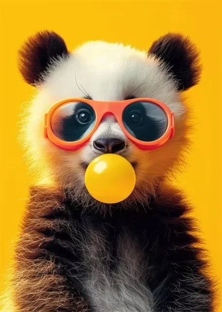 Plakat kolorowe zwierzęta w stylu bubblegum Fioletowy
