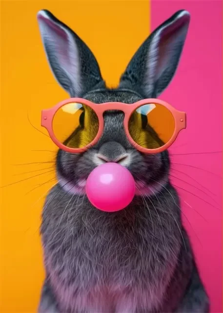 Plakat kolorowe zwierzęta w stylu bubblegum Fioletowy/фиолетовый