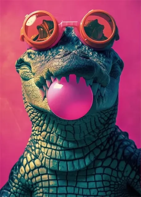 Plakat kolorowe zwierzęta w stylu bubblegum Jasnozielony