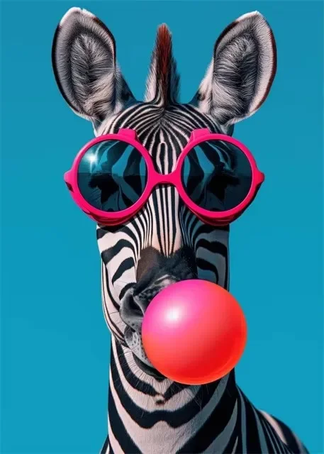 Plakat kolorowe zwierzęta w stylu bubblegum Jasnożółty
