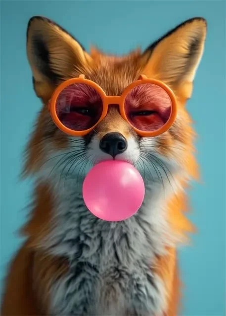 Plakat kolorowe zwierzęta w stylu bubblegum Zielony