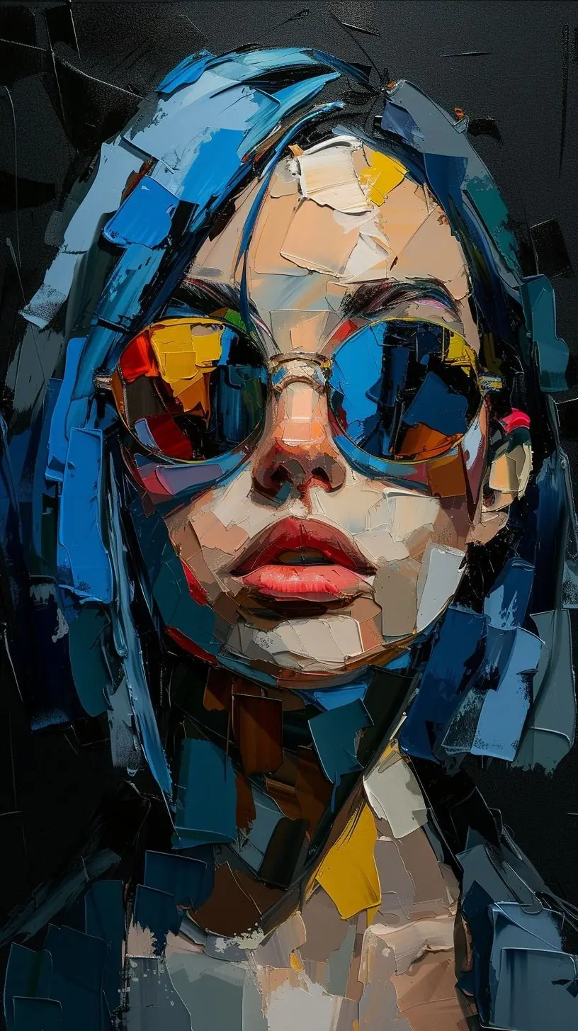 Plakat Kolorowy portret abstrakcyjny Fioletowy/фиолетовый