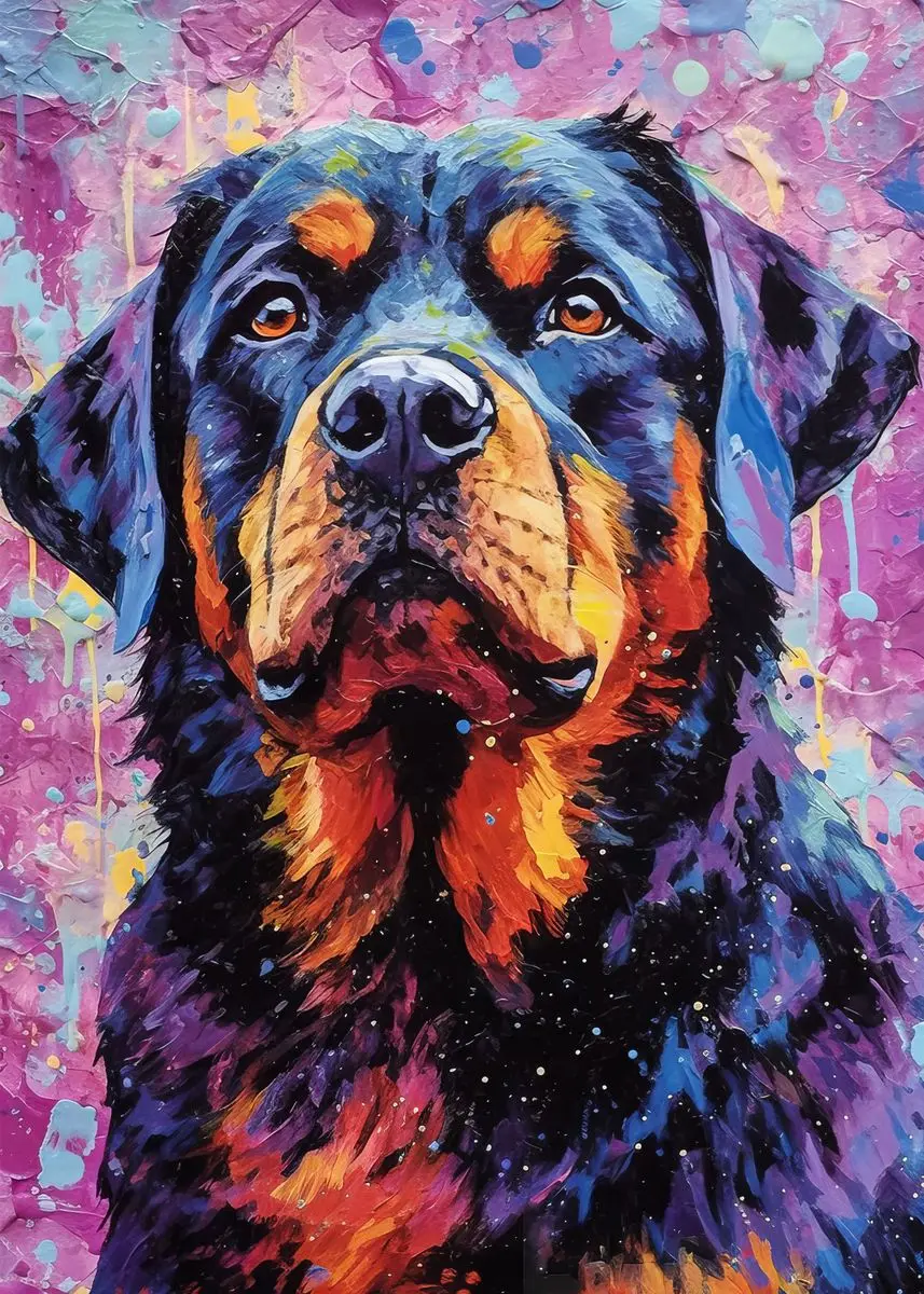 Kolorowy plakat z psami owczarek i samojed Biały