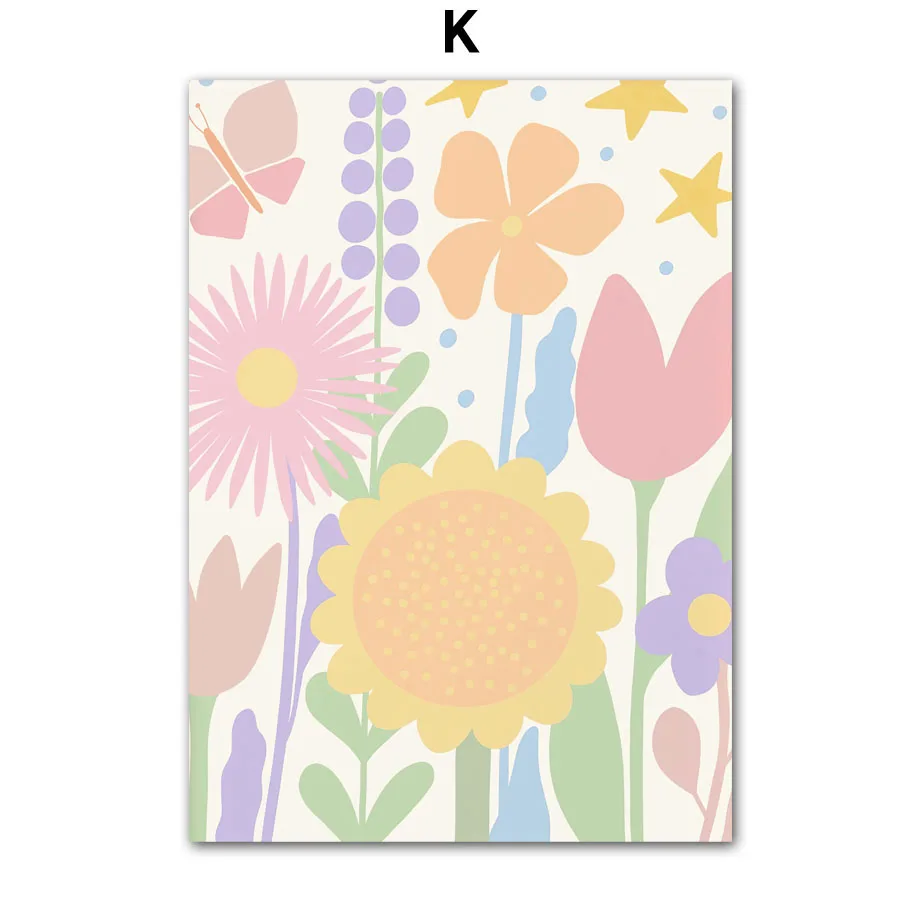 Plakat kolorowy targ kwiatowy botaniczny Błękitny