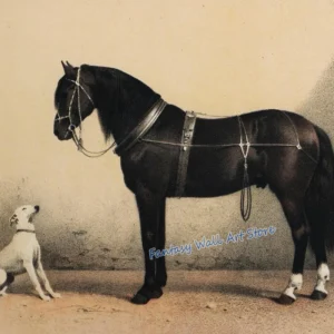 Koń w galopie - obraz olejny w stylu vintage Burgundia