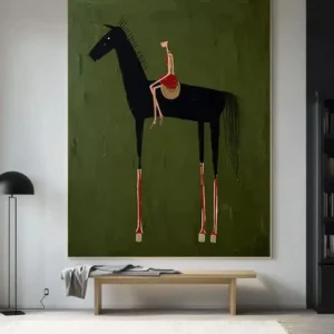 Jeździec na koniu - abstrakcyjny plakat vintage Czerwony