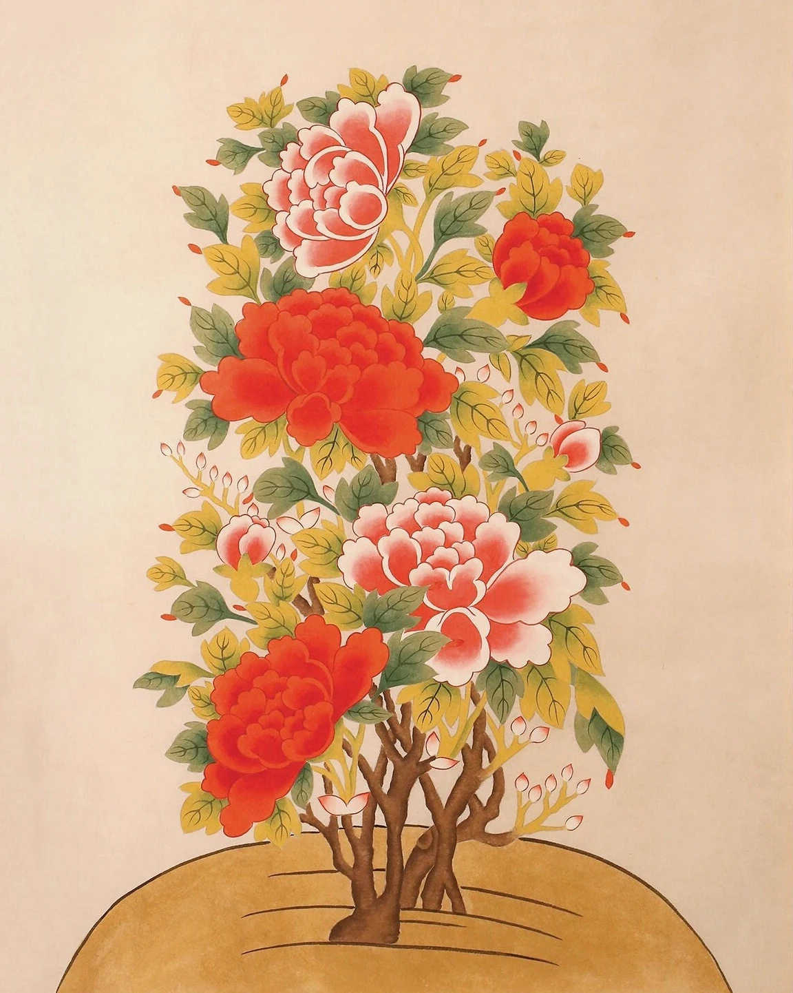 Plakat koreańska sztuka ludowa retro Jasnoszary