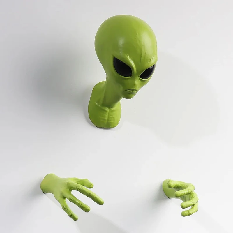 Plakat z zielonym kosmitą UFO i Strefą 51 Zielony