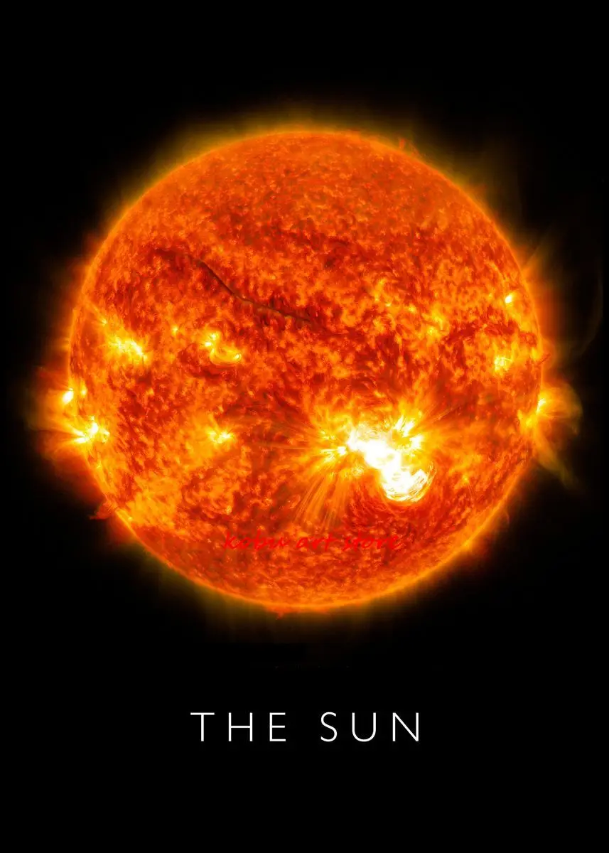 Plakat kosmos planeta i uklad sloneczny żółty