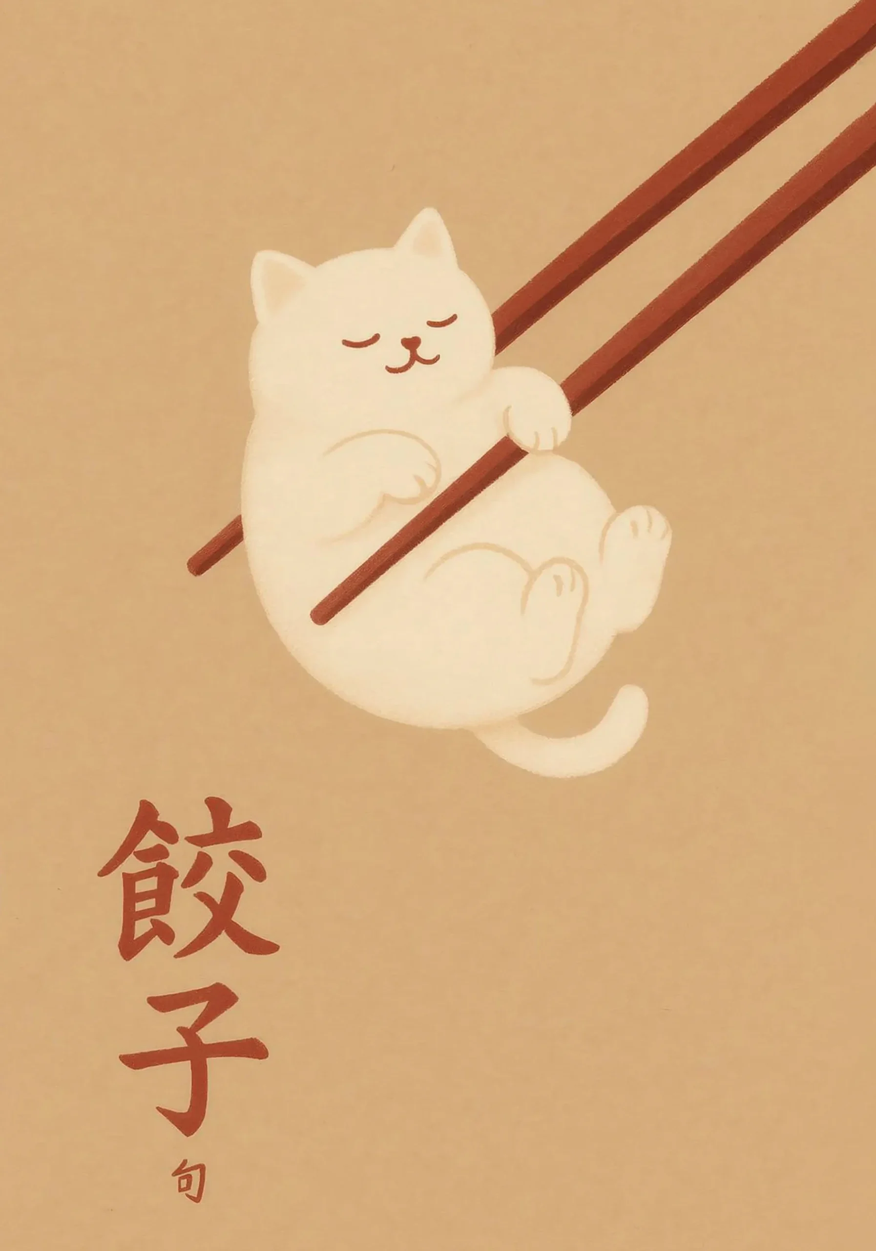 Kot Maneki Neko z ramenem - plakat japoński Granatowy