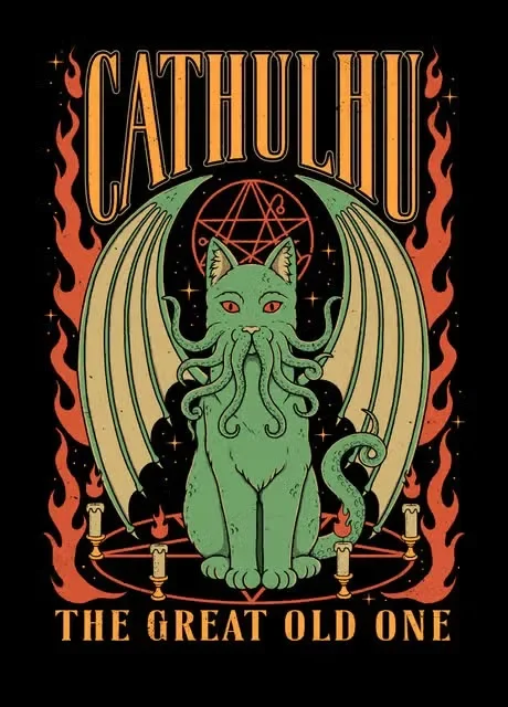Plakat Kot Tarot Słońce i Księżyc Vintage Błękitny