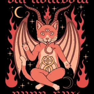 Plakat Kot Tarot Słońce i Księżyc Vintage Wielo