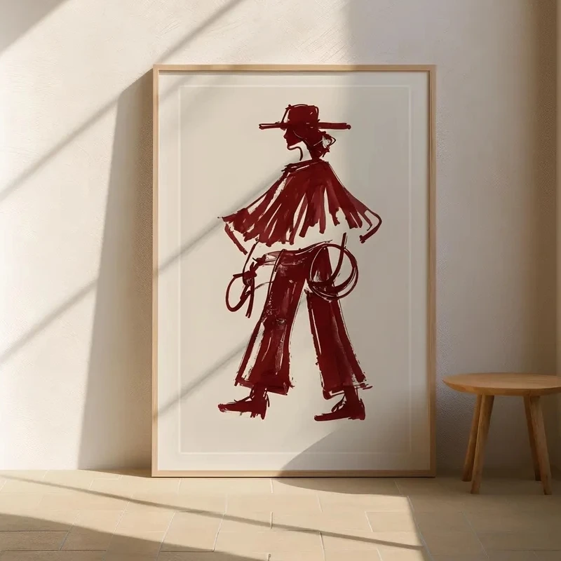 Kowbojski but i wino - plakat na ścianę Biały