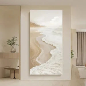 Plakat kremowe fale - spokojna plaża Biały
