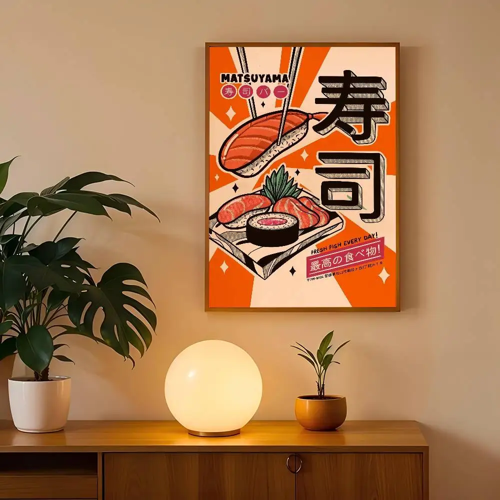Plakat kreskówkowe sushi Czarny