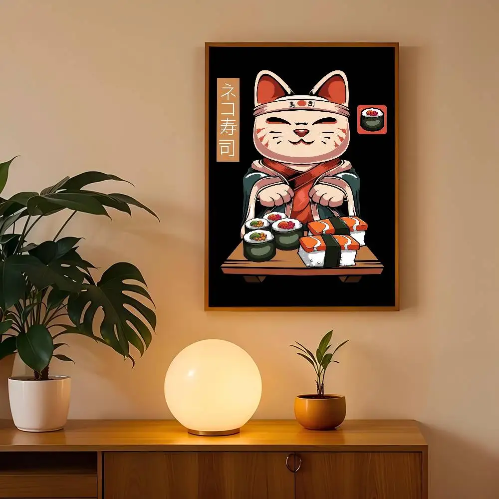 Plakat kreskówkowe sushi Czerwony